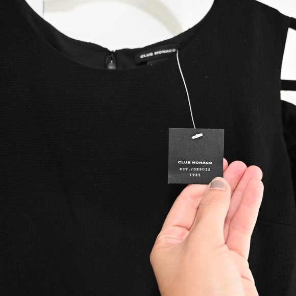 Club Monaco NWT Club Monaco Shaynnah Cold Shoulder Dress in Black | Size 8, 10 - Picture 7 of 15